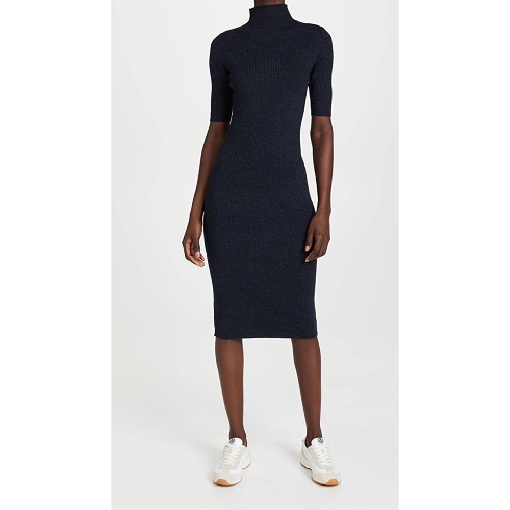 HATCH The Penelope Midi Dress Ribbed Blue Merino Wool sz 1